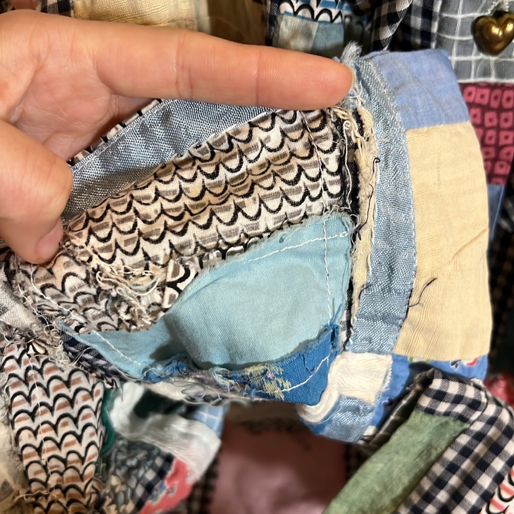 Patchwork Blouse Vintage Heart Button Handmade - image 4